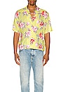 view 3 of 4 Hibiscus Bowling Shirt in Yellow & White