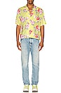 view 4 of 4 Hibiscus Bowling Shirt in Yellow & White