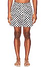 view 4 of 5 Damier Print Swimshort in Black & Red
