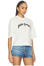 view 2 of 4 T-SHIRT CURVED LOGO BOXY in Off White & Black