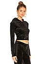 view 2 of 4 Velvet Crop Hoodie in Black