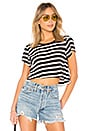 view 1 of 4 Stripe Crop Tee in Black & White