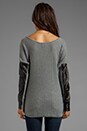 view 3 of 5 Leather Sleeve Pullover Sweater in Uniform Grey/Stretch Limo in Uniform Grey & Stretch Limo