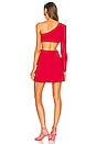 view 3 of 3 One Sleeve Cutout Mini Dress in Cherry & Fuchsia