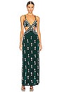 view 1 of 4 Hand Beaded Velvet Cut Out Maxi Dress in Palace Green