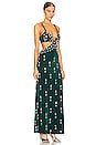 view 2 of 4 Hand Beaded Velvet Cut Out Maxi Dress in Palace Green
