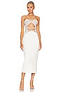 view 1 of 4 Hand Beaded Halter Neck Midi Dress in White