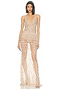 view 1 of 4 VESTIDO PÉROLA E CRISTAL BORDADO À MÃO in Nude