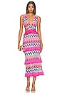 view 1 of 3 X Alessandra Ambrioso Crochet Cut Out Maxi Dress in Pink Multi