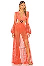 view 1 of 4 Long Sleeve Mesh Beach Dress in Neon Coral