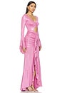 view 3 of 5 Metallic Jersey Ruched Maxi Dress in Lilac