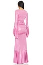 view 4 of 5 Metallic Jersey Ruched Maxi Dress in Lilac