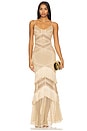 view 1 of 4 МАКСИ ПЛАТЬЕ SLEEVELESS FRINGE in Gold