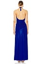 view 3 of 3 ROBE MAXI METALLIC JERSEY HALTER NECK in Sapphire