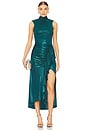 view 1 of 4 Metallic Jersey Sleeveless Midi Dress in Emerald