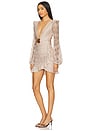 view 2 of 4 Seashell Lycra Long Sleeve Mini Dress in Beige