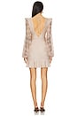 view 3 of 4 Seashell Lycra Long Sleeve Mini Dress in Beige