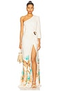 view 1 of 4 Bananeira Tropical One Shoulder Maxi Dress in Beige