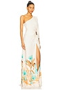 view 2 of 4 Bananeira Tropical One Shoulder Maxi Dress in Beige