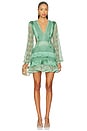 view 1 of 3 Samba Fringe Long Sleeve Mini Dress in Light Green