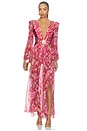 view 1 of 4 Peony Print Plunge Maxi Dress in Red