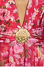 view 5 of 4 Peony Print Plunge Maxi Dress in Red