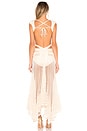 view 3 of 5 Fringe and Mesh Cutout Maxi Dress in Wheat