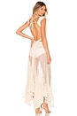 view 4 of 5 Fringe and Mesh Cutout Maxi Dress in Wheat