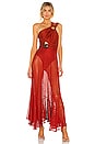 view 1 of 3 Asymmetric Netted Beach Dress in Red
