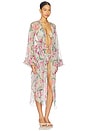 view 3 of 4 Honey Flower Long Robe Cover Up in Green