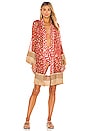view 1 of 4 Spotted Fringe Trim Robe in Red & Cream