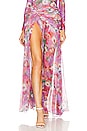 view 1 of 5 Printed High Slit Maxi Skirt in Pink Multi
