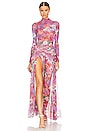 view 4 of 5 Printed High Slit Maxi Skirt in Pink Multi