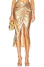view 1 of 5 Sequin Draped Midi Skirt in Gold