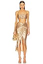 view 4 of 5 Sequin Draped Midi Skirt in Gold