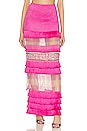 view 1 of 5 Hand Beaded Fringe Maxi Skirt in Pop Pink