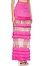 view 2 of 5 Hand Beaded Fringe Maxi Skirt in Pop Pink