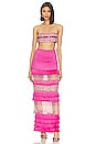 view 4 of 5 Hand Beaded Fringe Maxi Skirt in Pop Pink