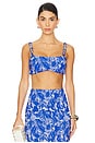 view 1 of 4 Stretch Jacquard Cropped Top in Lapis
