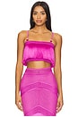 view 1 of 5 Sleeveless Fringe Cropped Top in Cerise