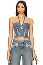 view 1 of 5 Nostalgic Sky Denim Bustier Top in Light Blue