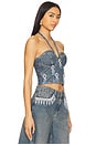 view 2 of 5 Nostalgic Sky Denim Bustier Top in Light Blue