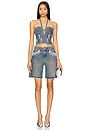 view 4 of 5 Nostalgic Sky Denim Bustier Top in Light Blue