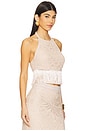 view 2 of 5 x Camila Coelho Flower Crochet Halterneck Top in Beige