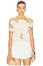 view 1 of 5 Hand Beaded Flower Top in White