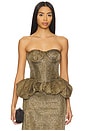 view 1 of 5 Weave Peplum Top in Gold