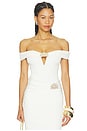 view 1 of 6 Cora Knit Off Shoulder Bodysuit in Off White