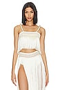 view 1 of 4 Pearl Beaded Fringe Crop Top in White