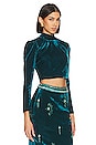view 2 of 4 Luxe Velvet Crop Top in Azure