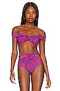 view 1 of 4 Pua Off-The-Shoulder Bikini Top in Lobster & Cobalt